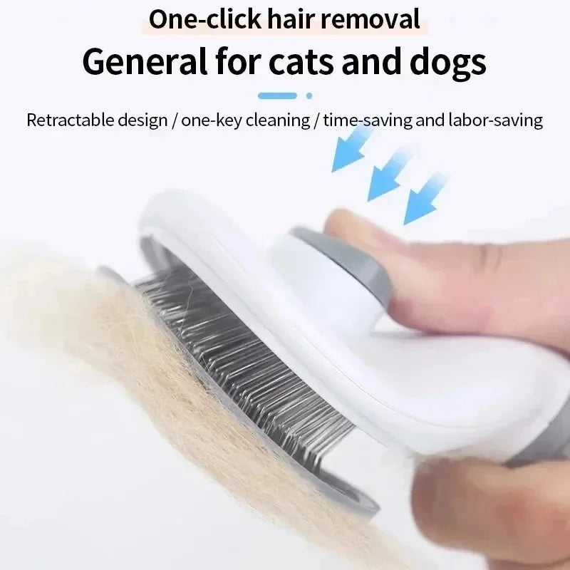 1pc/2pc Self-Cleaning Pet Brush Comb Removes Hair Gentle Pain Free Detangler Grooming Tools for Dogs Cats Daily Care Accessories