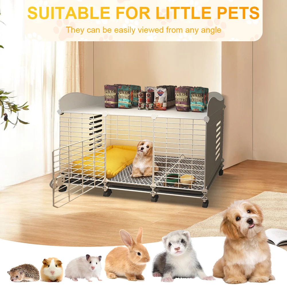 Dog Cage Crate with Wheels & Tray Indoor Dog House Wired Cage Crate Dog Kennels Pet Crate for Small/Medium/Large Dog