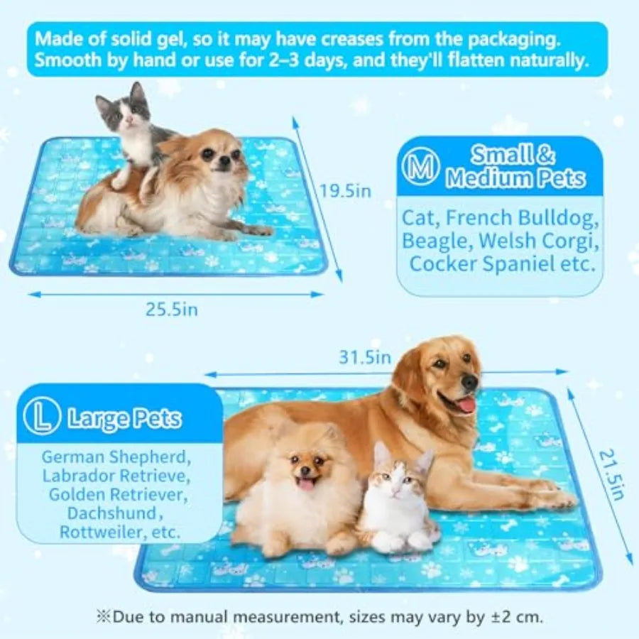 Dog Cooling Mat, Pet Cooling Mat with Non-Toxic Solid Gel, Self-Cooling Pad for Dogs, Waterproof, Durable Cooling Bed for Indoo