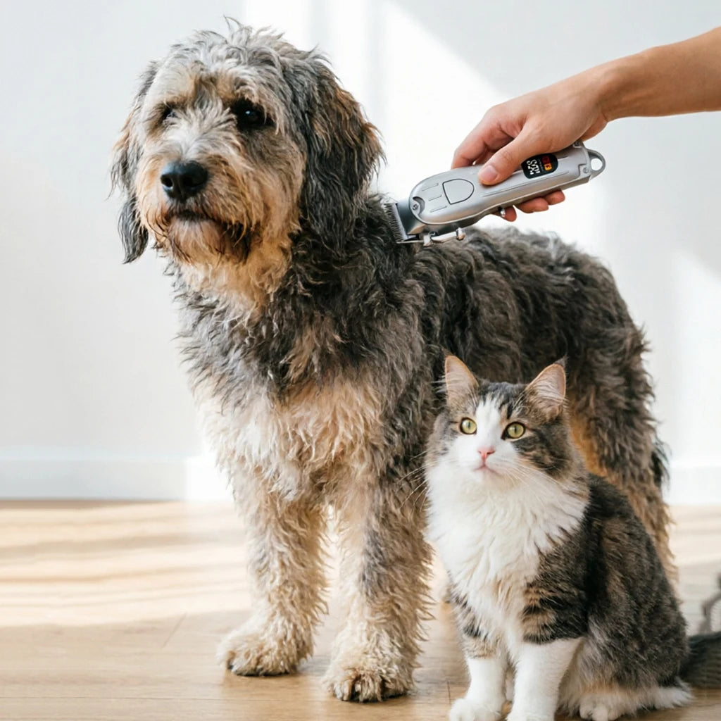 Electric Pet Hair Clipper USB Rechargeable LCD Display Dog Cat Grooming Trimmer Shaver with Guide Combs Kit