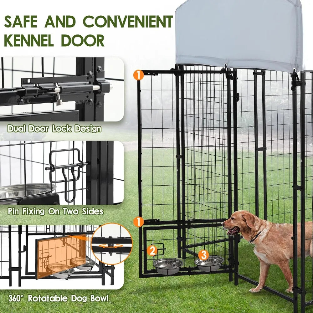 Brand new, Fast shipping 8x4x6 FT Outdoor Dog Kennel for Large Dogs with UV Waterproof Cover, Double Locks, Rotating