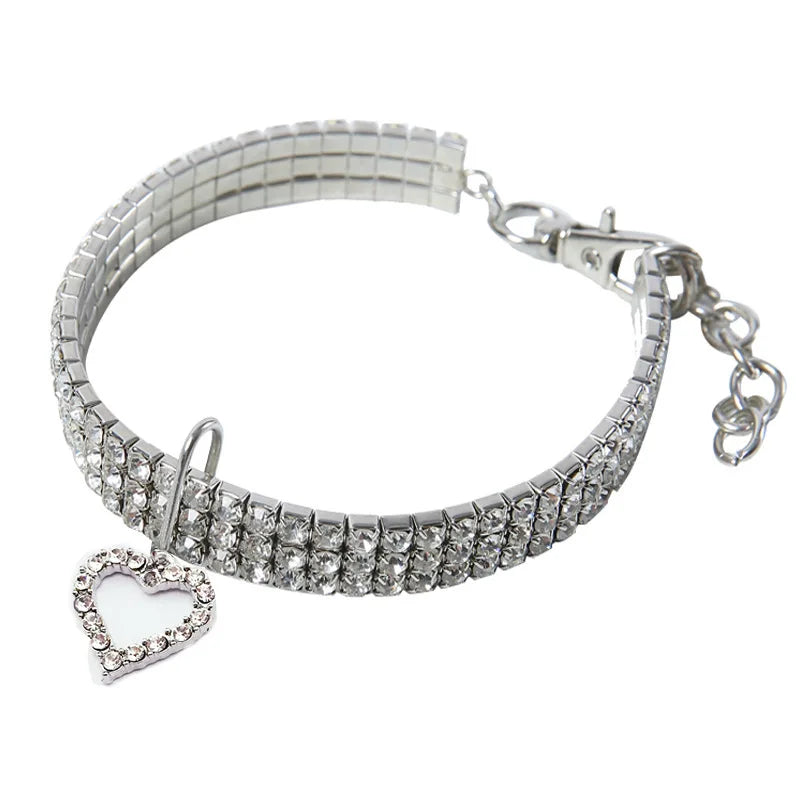 Rhinestone Stretch Pet Collar, Crystal Necklace, Simple Decorative Neck Ring for Dogs & Cats