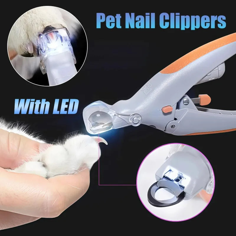 LED Light Pet Nail Clipper With Amplification Function Dog Cat Special Nail Trimmer Tool Pet Grooming Cleaning Supplies