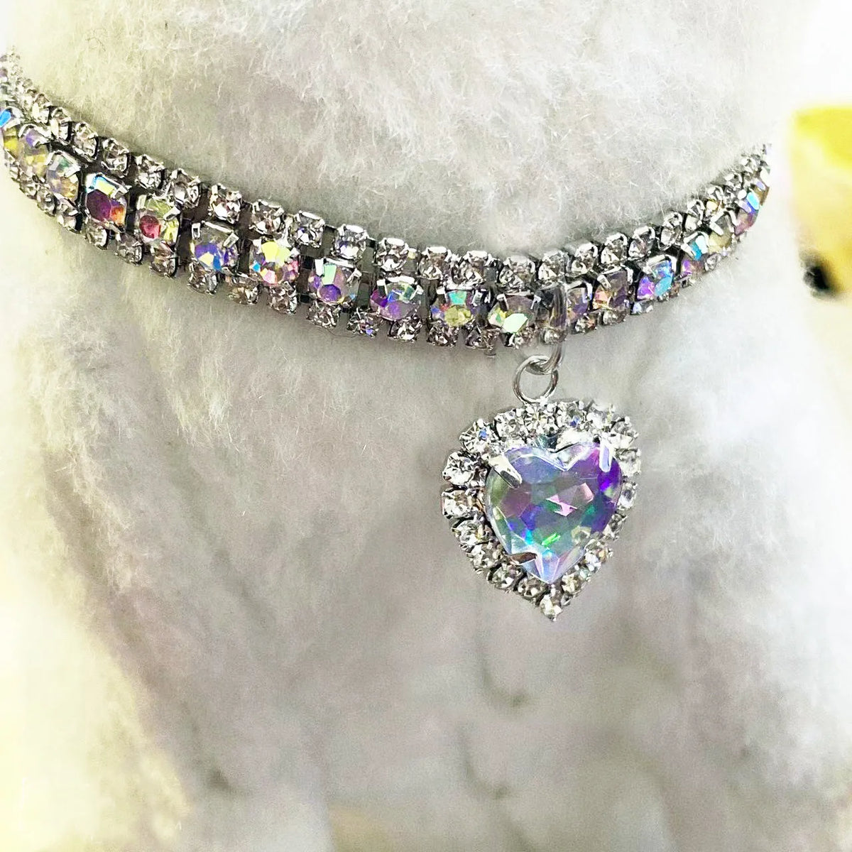 Rhinestone Stretch Pet Collar, Crystal Necklace, Simple Decorative Neck Ring for Dogs & Cats