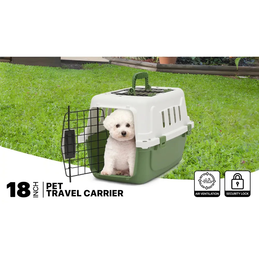 22-Inch Hard Shell Pet Suitcase Dog Cat Travel Carrier Plastic Animal Transport Cage