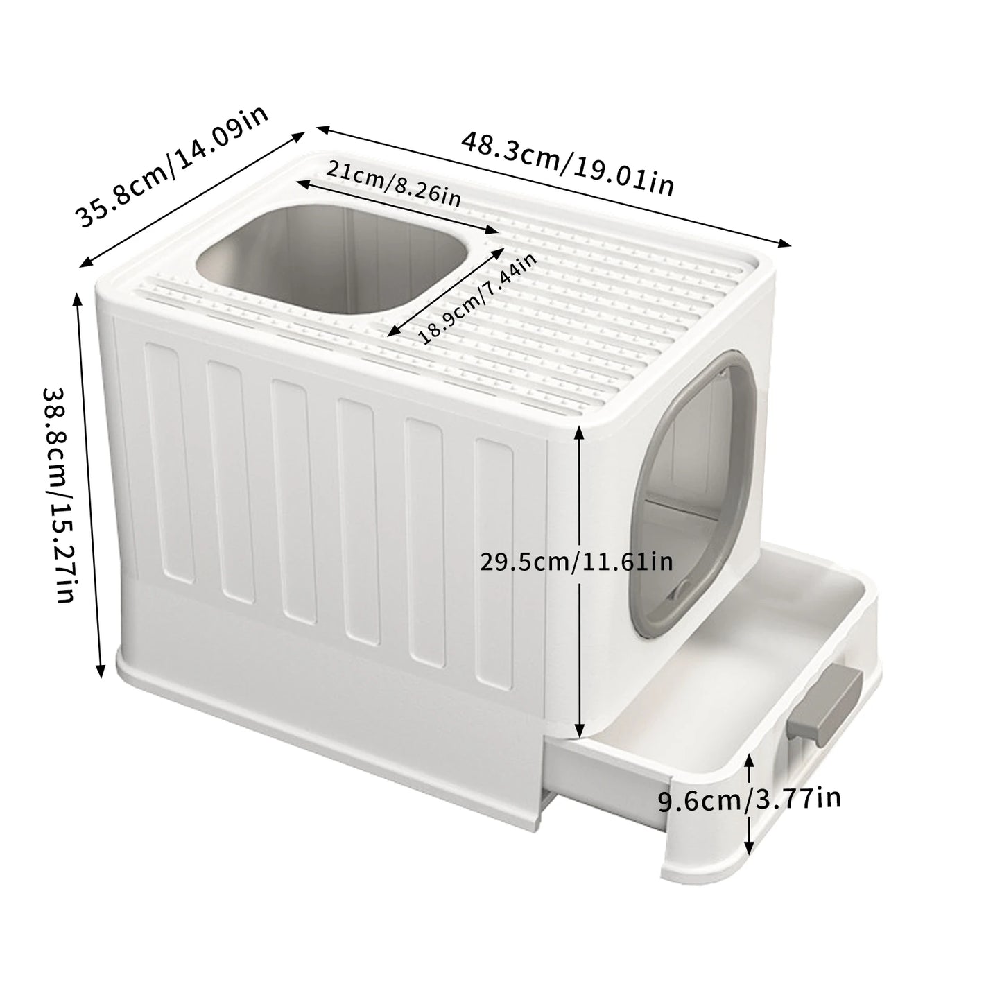 Large Cat Litter Box Pet Toilet Skylight Enclosed Drawer Scoop Covered Tray Pet Kitten Training Toilet with Scoop