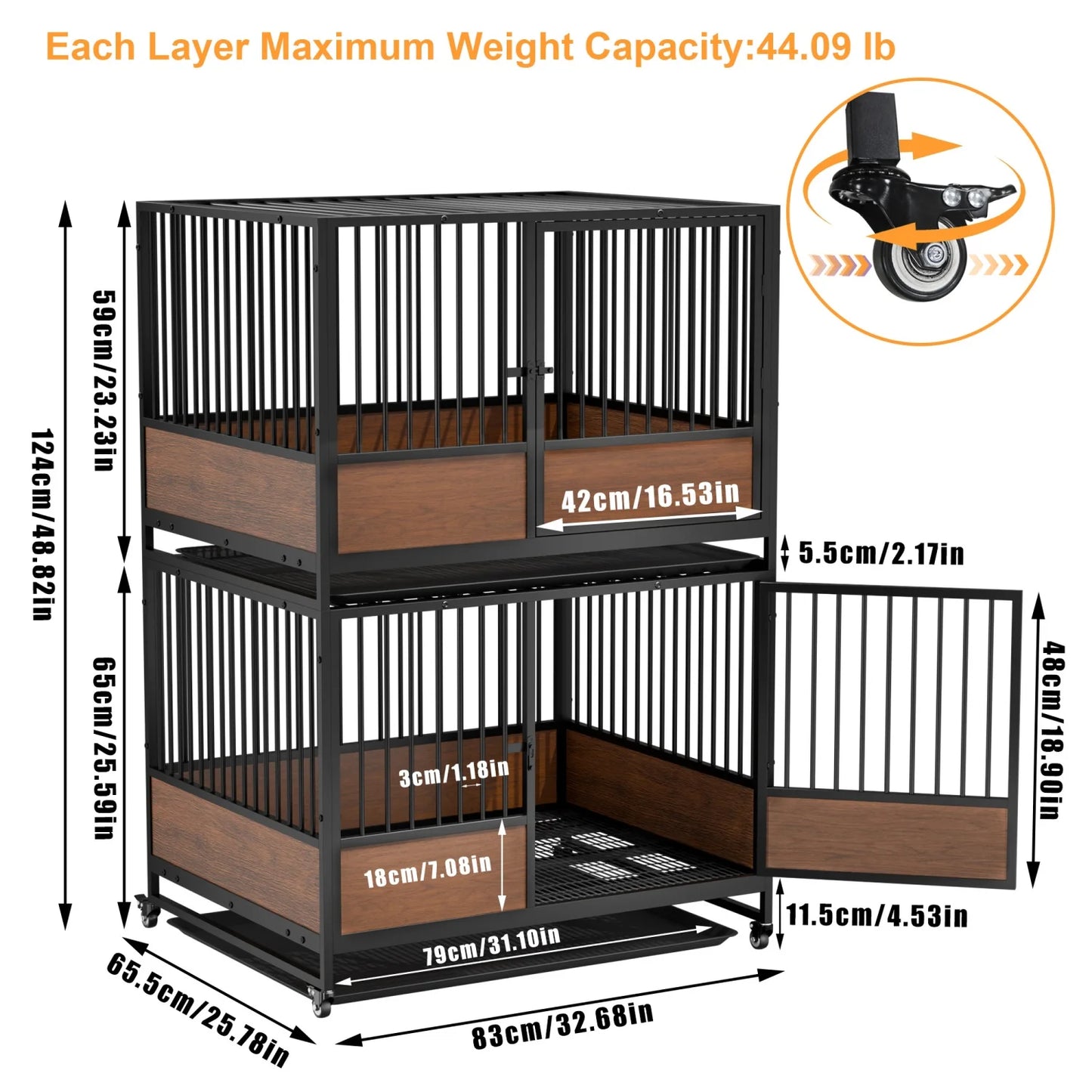 Furniture Style Metal Cat Cage Pet Kennel Roliing Cat Kittens Whelping Crate with Removable Tray for Homes Pet Shops