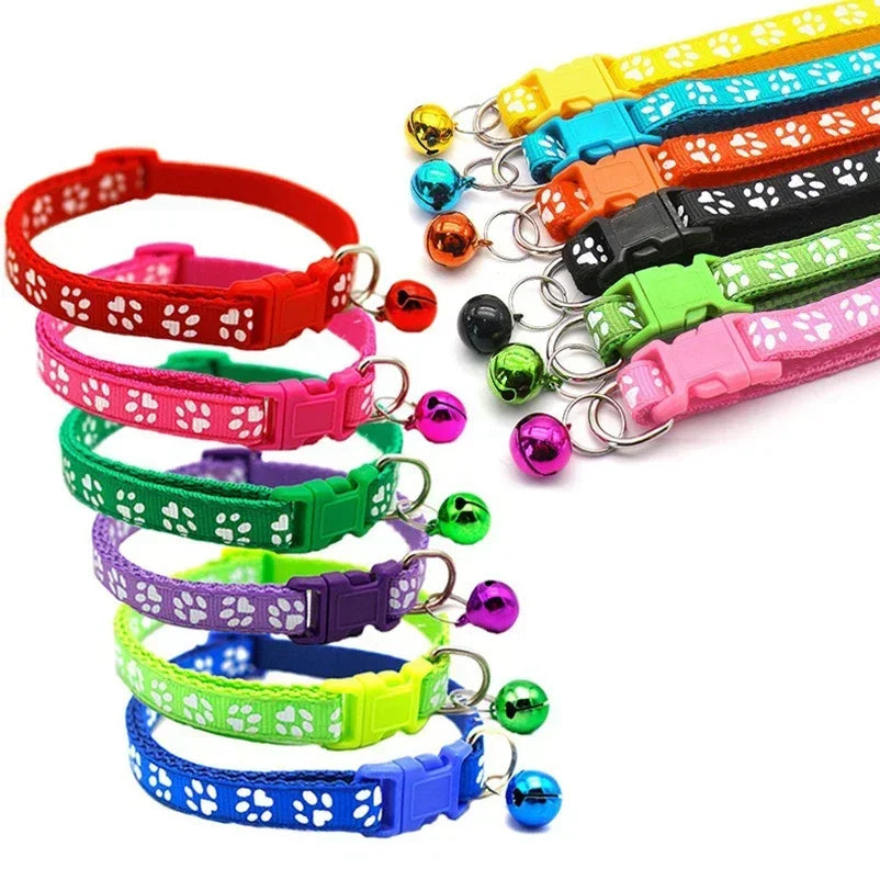 Fashion Pet Cats Collar Colorful Pattern Cute Bell Adjustable Collars for Cats Kitten DIY Ring Necklace Pet Accessories
