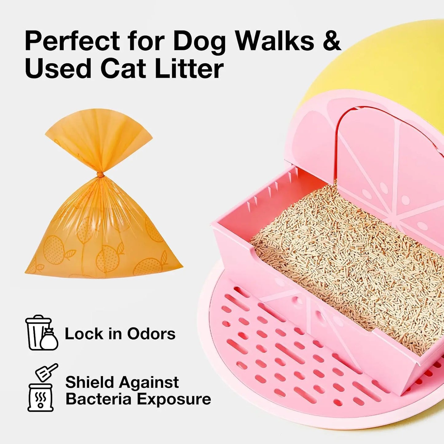 Citrus Scented Dog Poop Bags, Leak Proof, Extra Thick, Large Pet Waste Bags for Dogs Walking, Cat Litter & Diapers, 300 Count (20 Rolls)