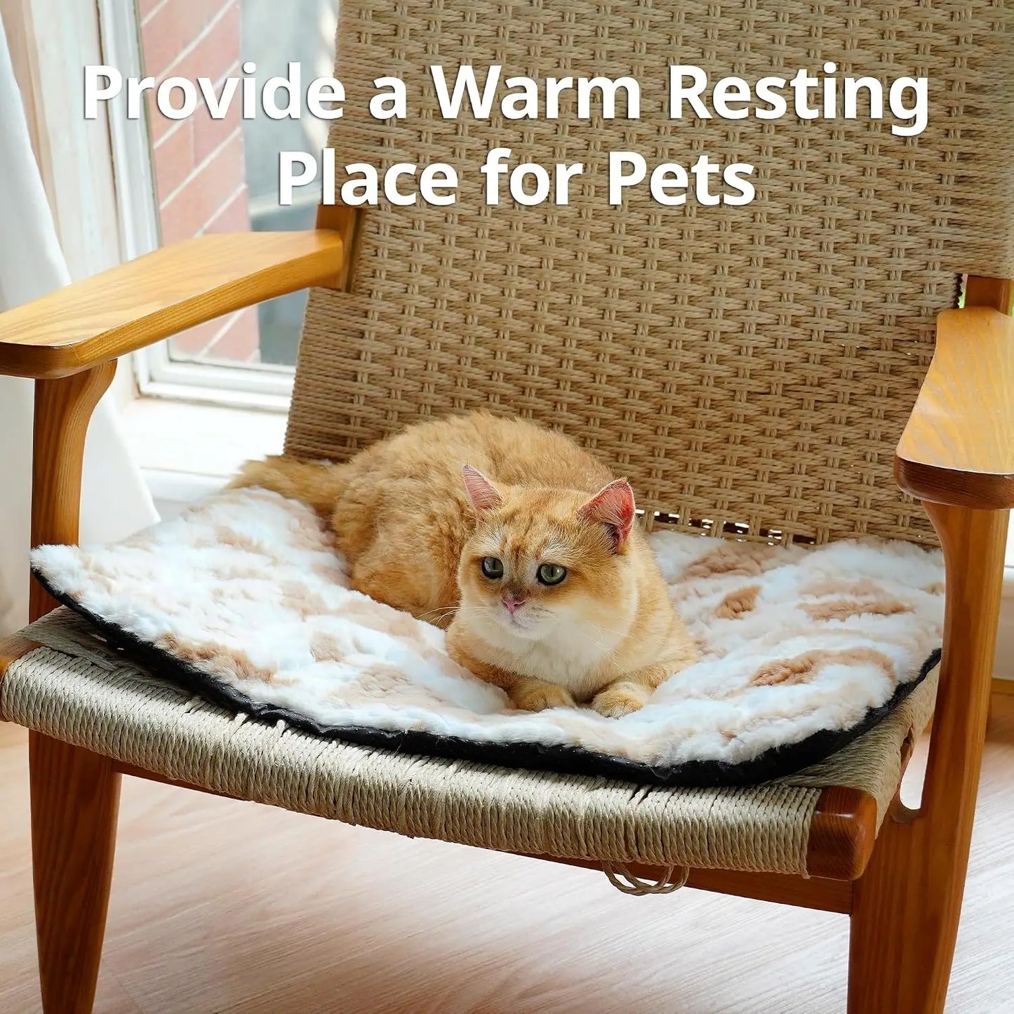 Self Warming Cat Bed 24x18 Ultra Soft Pet Heating Pad Non-Slip Thermal Blanket for Indoor Outdoor Use