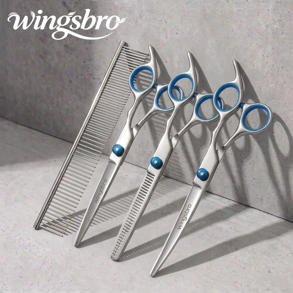 6.5 Inch Pet Grooming Scissors Kit Cat Hair Thinning Shear Pet Scissors Set Blackgold Dog Scissors