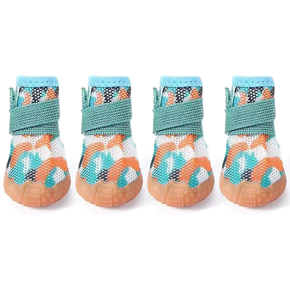 4PCS Dog Shoes for Small Dogs Anti-Slip Dog Boots with Adjustable Magic Sticker Strap Breathable Mesh Pet Paw Protectors Outdoor