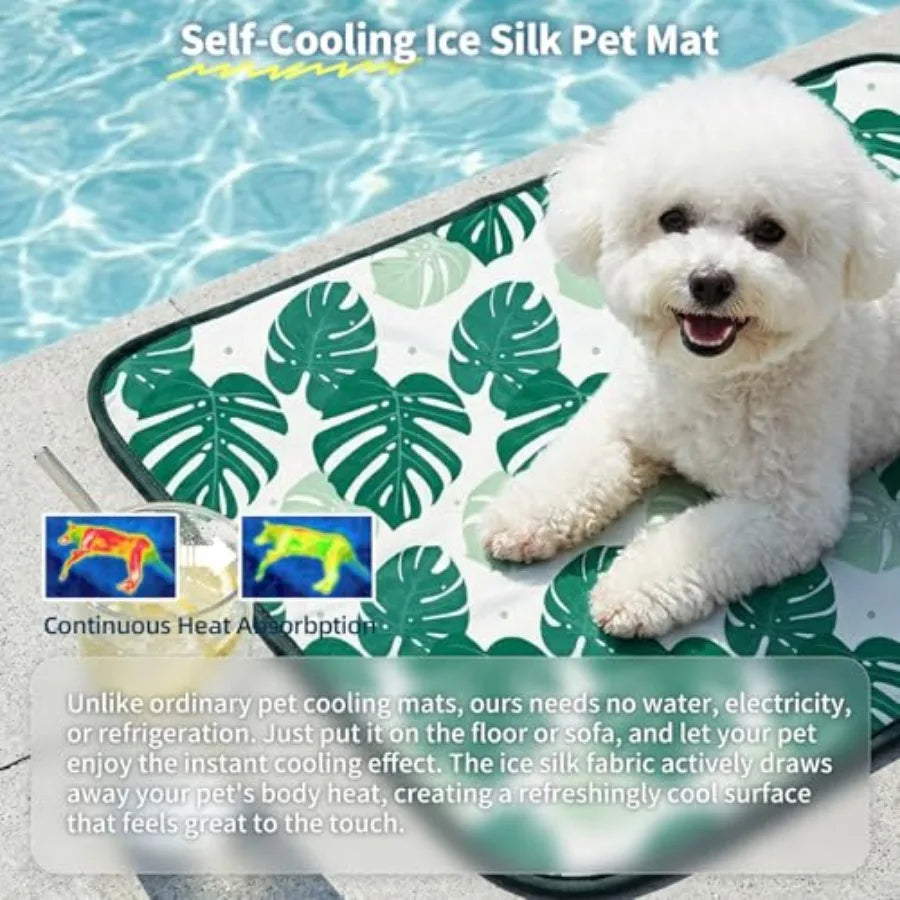 Pet Cooling Mat  Ice Silk Cooling Mat for Dogs and Cats Portable and Washable Pet Cooling Blanket, Car Seats, Beds f