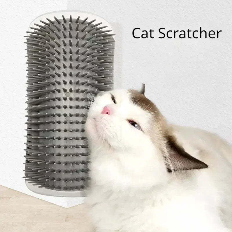 Cat Scratcher Massage Comb - Corner Scratching Brush with Catnip, Pet Deshedding Comb for Hair Removal, Grooming