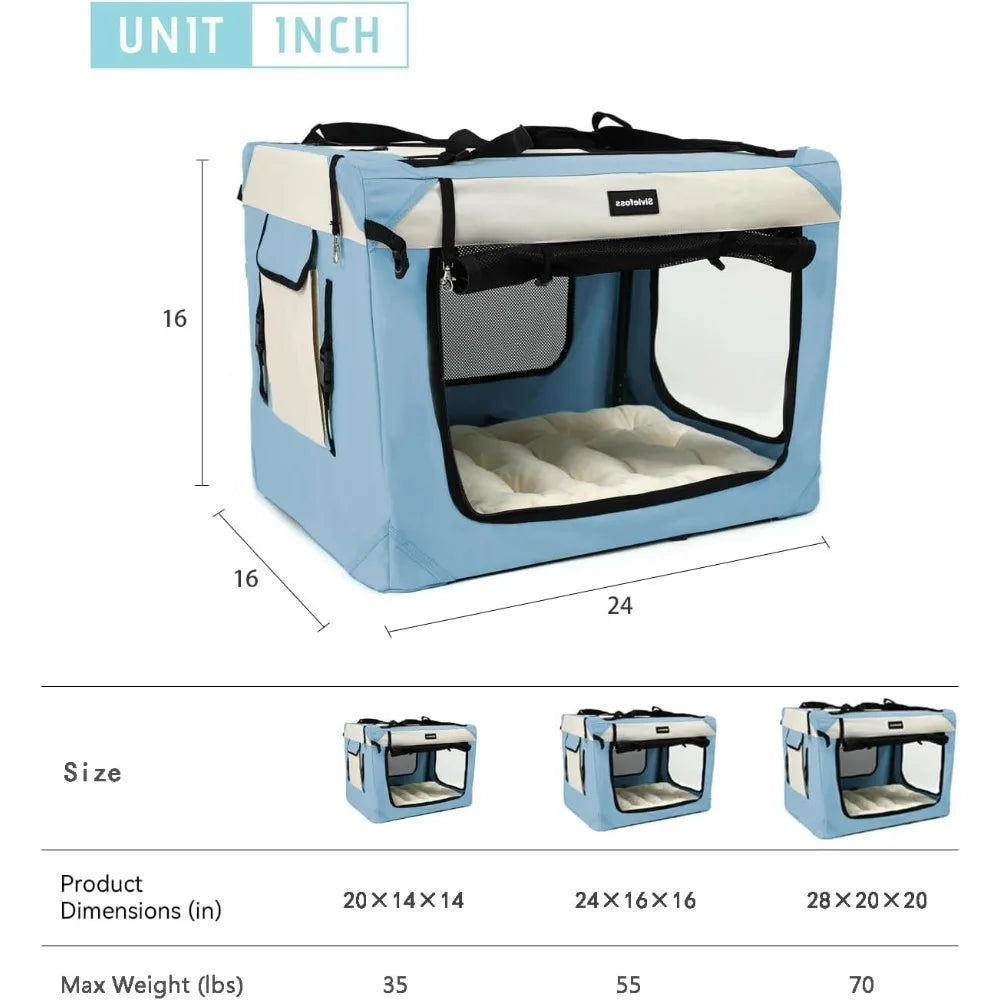 Large Cat Carrier Collapsible Travel Dog Crate Portable Soft-Sided Pet Kennel with Super Soft Warm