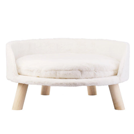 Luxury Soft Cat Bed Warm Plush Fabric Pet Nesting Chair Bed Washable Couch Wood Legs with Cushion Pad  for Small Pets