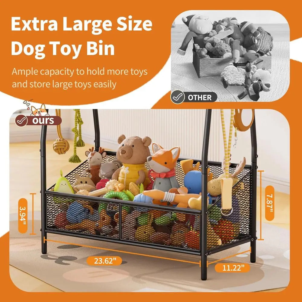 Large Dogs Toy Bin with Storage Organizer, Chew-Resistant Toy Box for Dog Supplies, Pet Toy Storage Holder