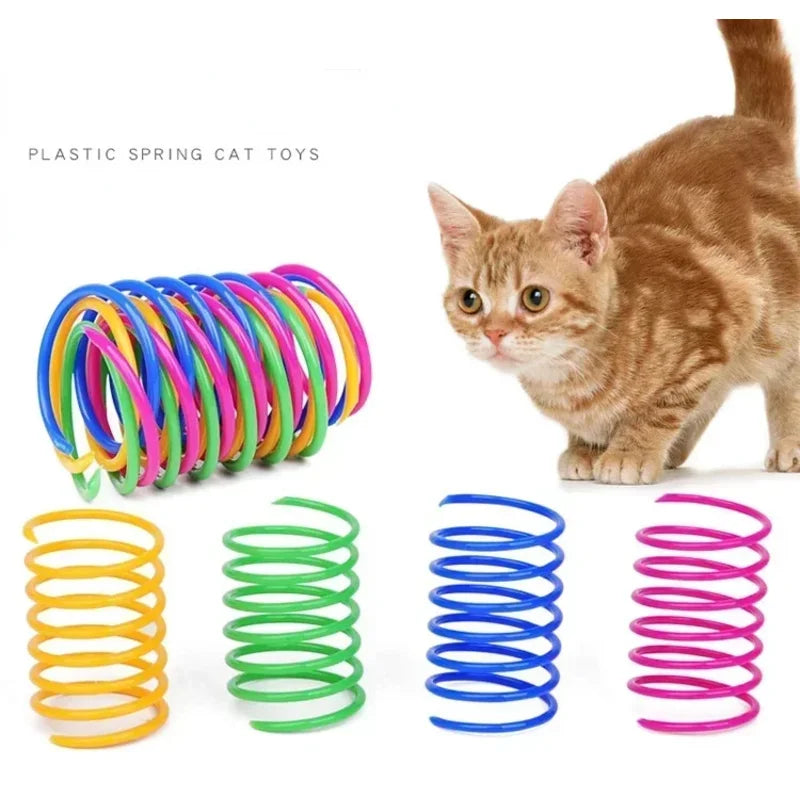 12PCS 12Colors Cat Spring Toys for Indoor Cats, Interactive Coil Springs for Self Play, Durable Heavy Plastic Cat Spiral Spring