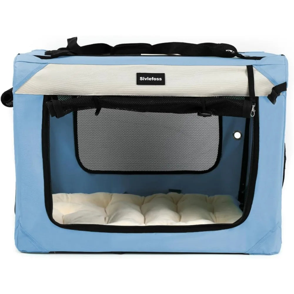 Large Cat Carrier Collapsible Travel Dog Crate Portable Soft-Sided Pet Kennel with Super Soft Warm
