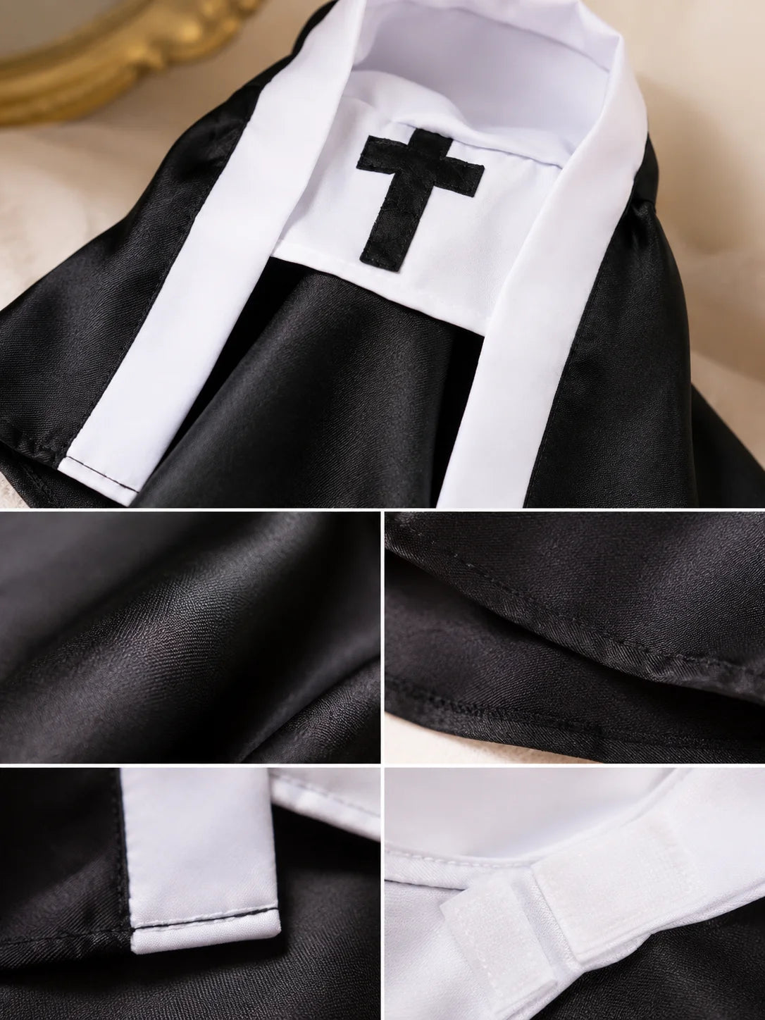 Lightweight Comfortable Pet Cosplay Hooded Cape Outfit, For Small Medium Cats Dogs, Smooth Satin Fabric With Embroidered Cross Pattern, Pet Halloween Costume Cloak, Festival Dress‑up Apparel, Theme Party Props For Cosplay G