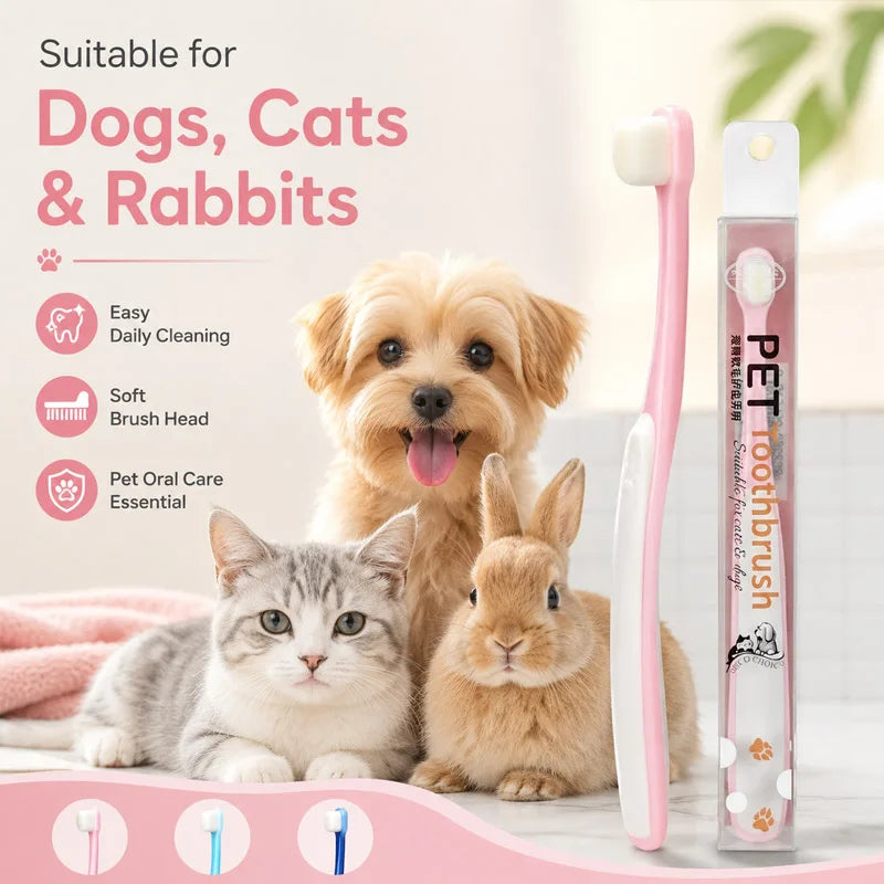 Pet toothbrush for cats and dogs,small head,soft bristles, Dense Hair Brush for Teeth Cleaning Oral Care Toothbrush Pet Supplies