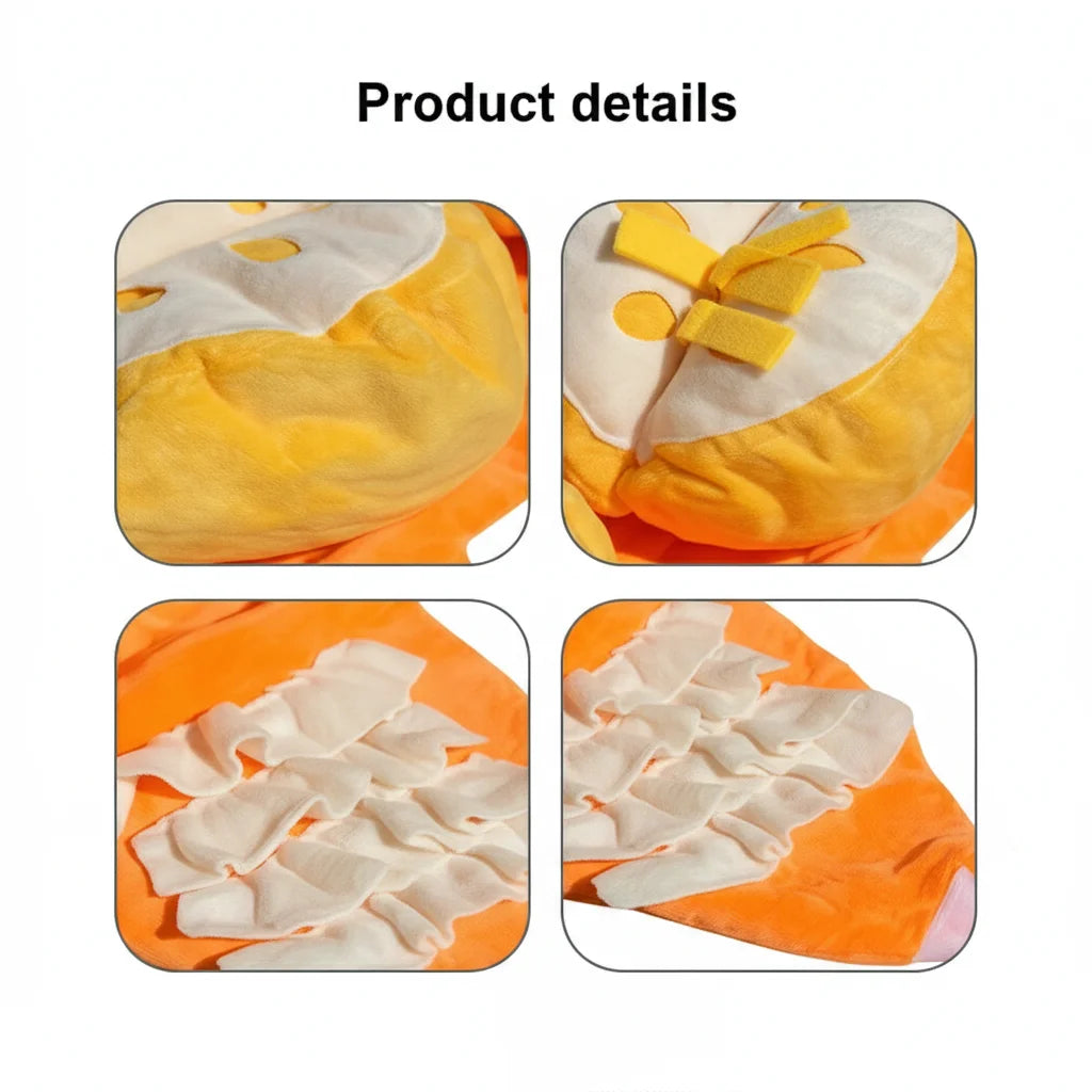 Soft Plush Dog Puzzle Toy Orange Hide and Seek Snuffle Mat With Squeaker Crinkle Sound For Interactive Play Small Dogs Toys