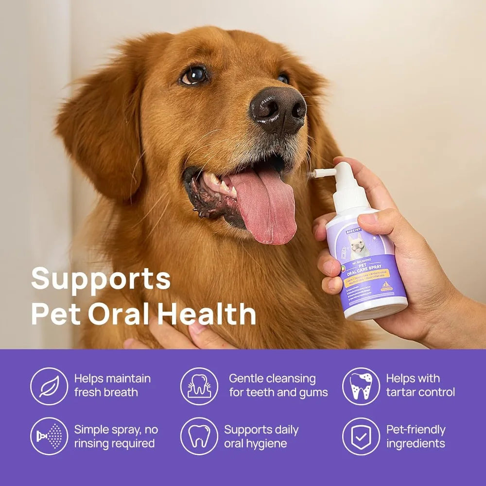 Dog Dental Care Spray, Vet-Trusted Breath Freshener & Teeth Cleaner, Eliminate Bad Breath, Reduce Plaque & Tartar, No Brushing, 5.1 Fl Oz