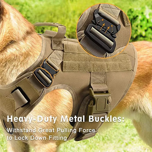 Dog Harness Collar Set Adjustable Tactical Dog Vest Harness And Durable Nylon Dog Collar Combo For Small Medium Large Dogs Outdoor Walking Training