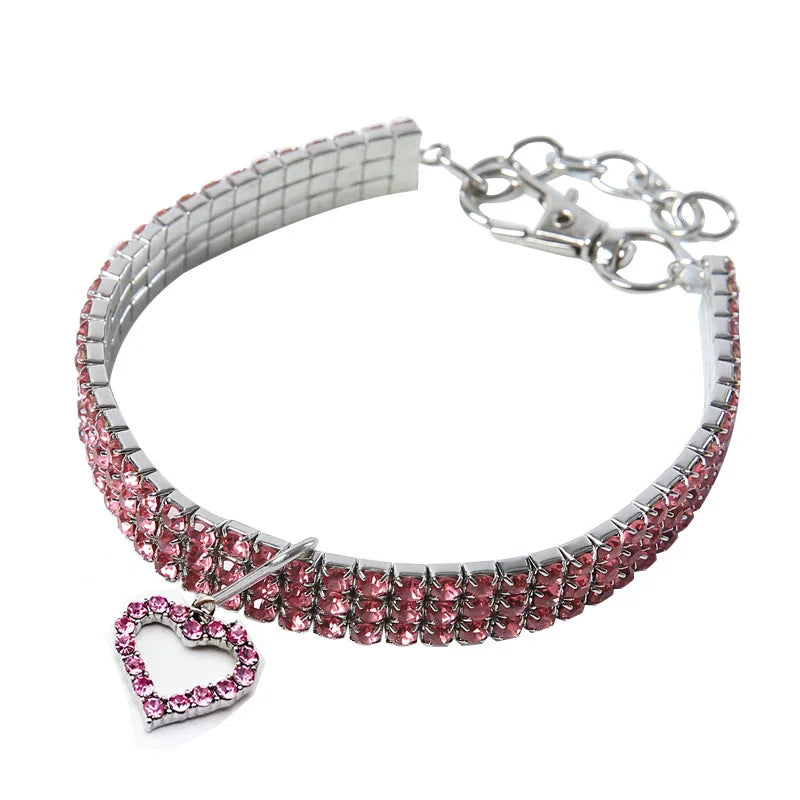 Rhinestone Stretch Pet Collar, Crystal Necklace, Simple Decorative Neck Ring for Dogs & Cats