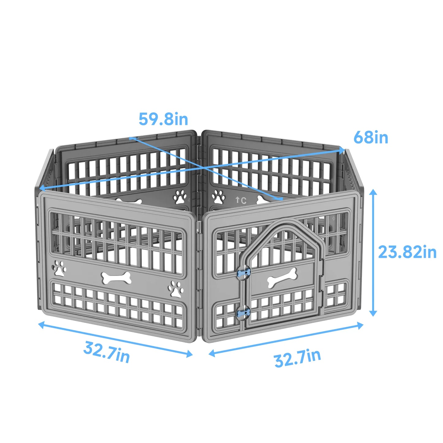 6 Panels Plastic Pet Playpen, Foldable Hexagonal Dog Exercise Fence with Door, Indoor Outdoor Puppy Enclosure for Small Medium Pets