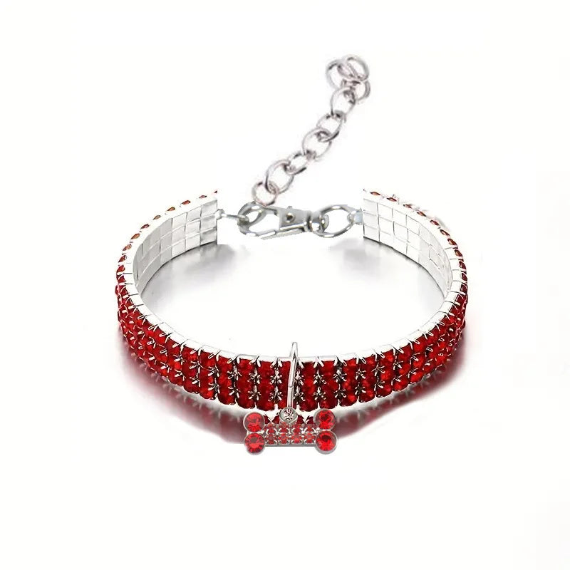 Rhinestone Stretch Pet Collar, Crystal Necklace, Simple Decorative Neck Ring for Dogs & Cats