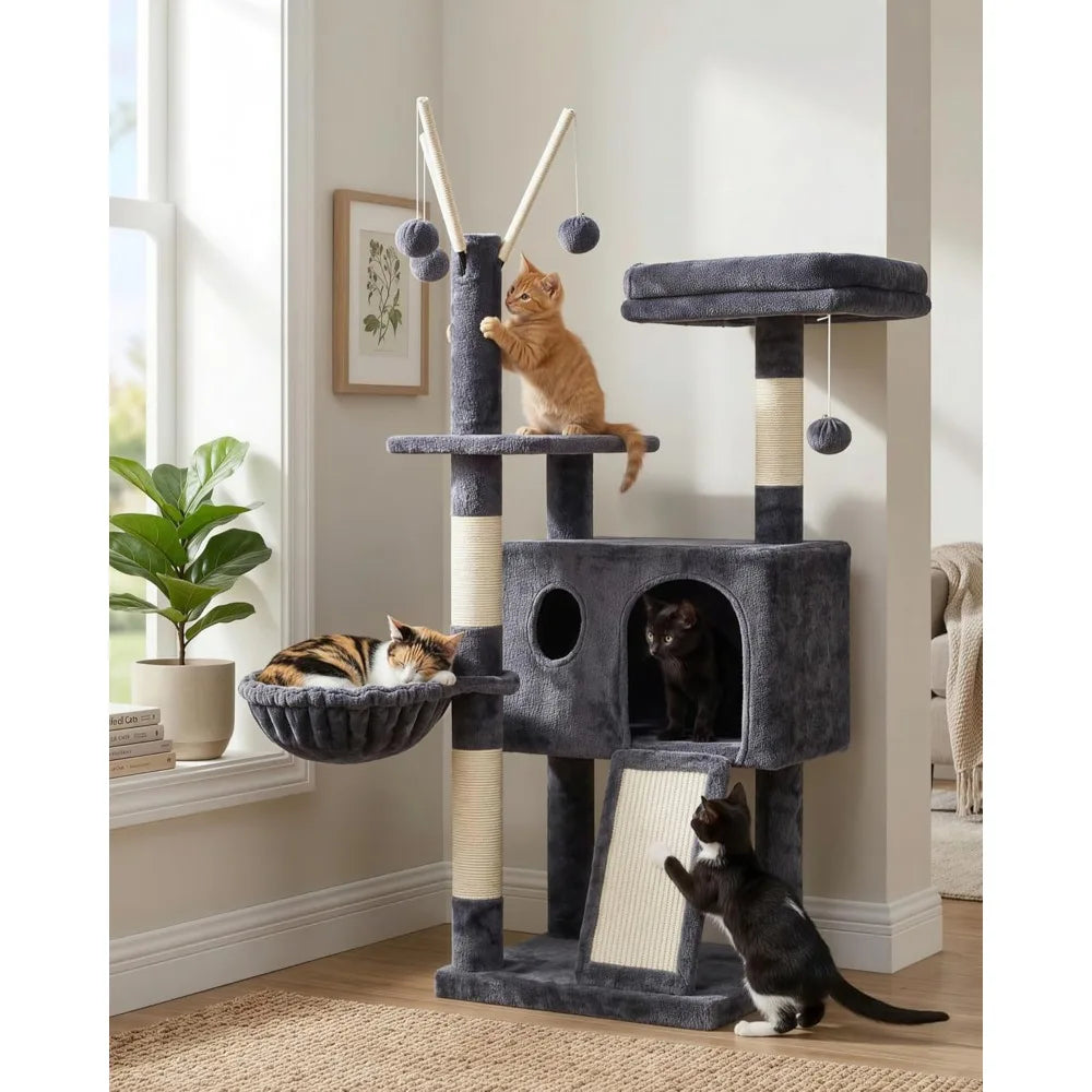 Cat Tree Tower Scratching Posts Condo Platform Hammock Sisal Scratch Board Ball Indoor Kittens 41 Inches