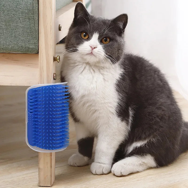 Cat Scratcher Massage Comb - Corner Scratching Brush with Catnip, Pet Deshedding Comb for Hair Removal, Grooming