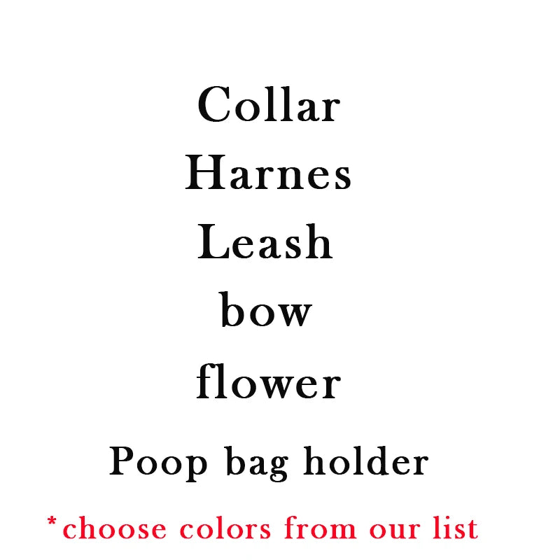 Multi Colors Pet Harness And Leash Set XS-XL Free Logo Dog Collar Bowtie Leads Accessory Velvet Pet Poop Bag Holder