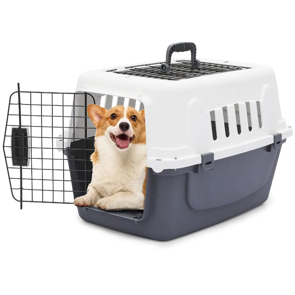 22-Inch Hard Shell Pet Suitcase Dog Cat Travel Carrier Plastic Animal Transport Cage