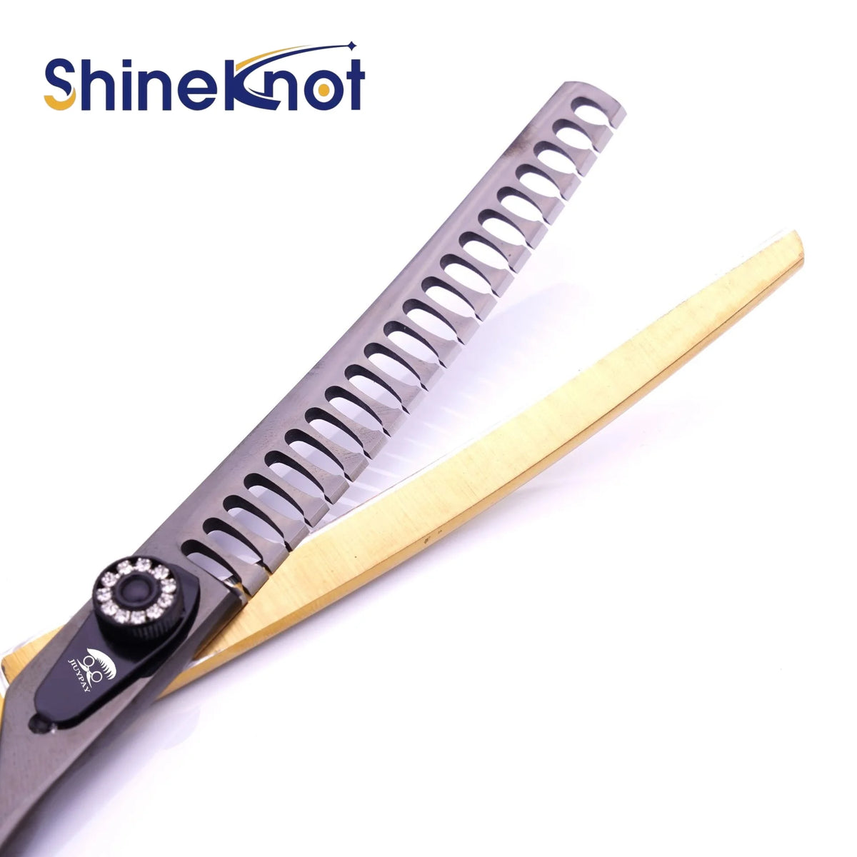 SHINEKNOT Pet Grooming Scissors 7.0-Inch Black Goldfish Bone Dense Teeth Curved Teeth Scissors For Trimming Hair Pet Scissors