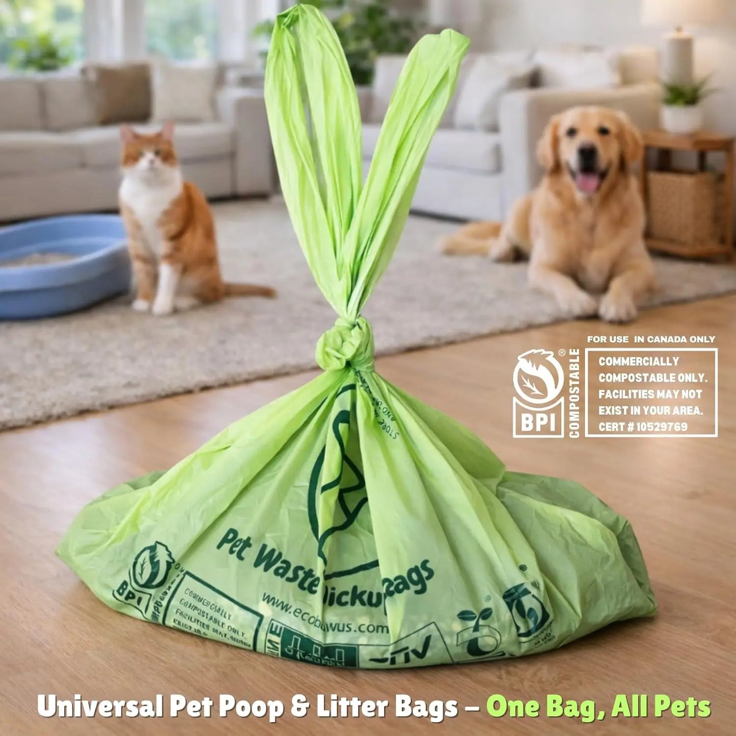 XL Compostable Dog Poop Bags (120 ct) - Plant-Based, Leak-Proof, ASTM D6400 & OK Compost Home Certified