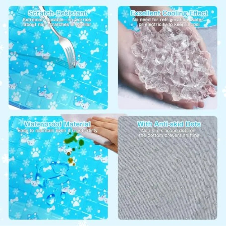 Dog Cooling Mat, Pet Cooling Mat with Non-Toxic Solid Gel, Self-Cooling Pad for Dogs, Waterproof, Durable Cooling Bed for Indoo