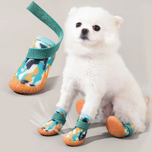 Breathable Mesh Puppy Shoes for Small Dogs Doggy Booties Summer Non-Slip Pet Boots with Adjustable Strap for Chihuahua Yorkshire