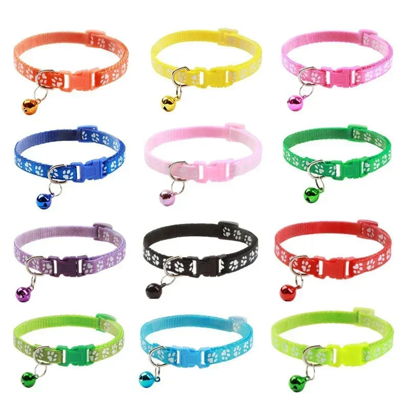 Fashion Pet Cats Collar Colorful Pattern Cute Bell Adjustable Collars for Cats Kitten DIY Ring Necklace Pet Accessories
