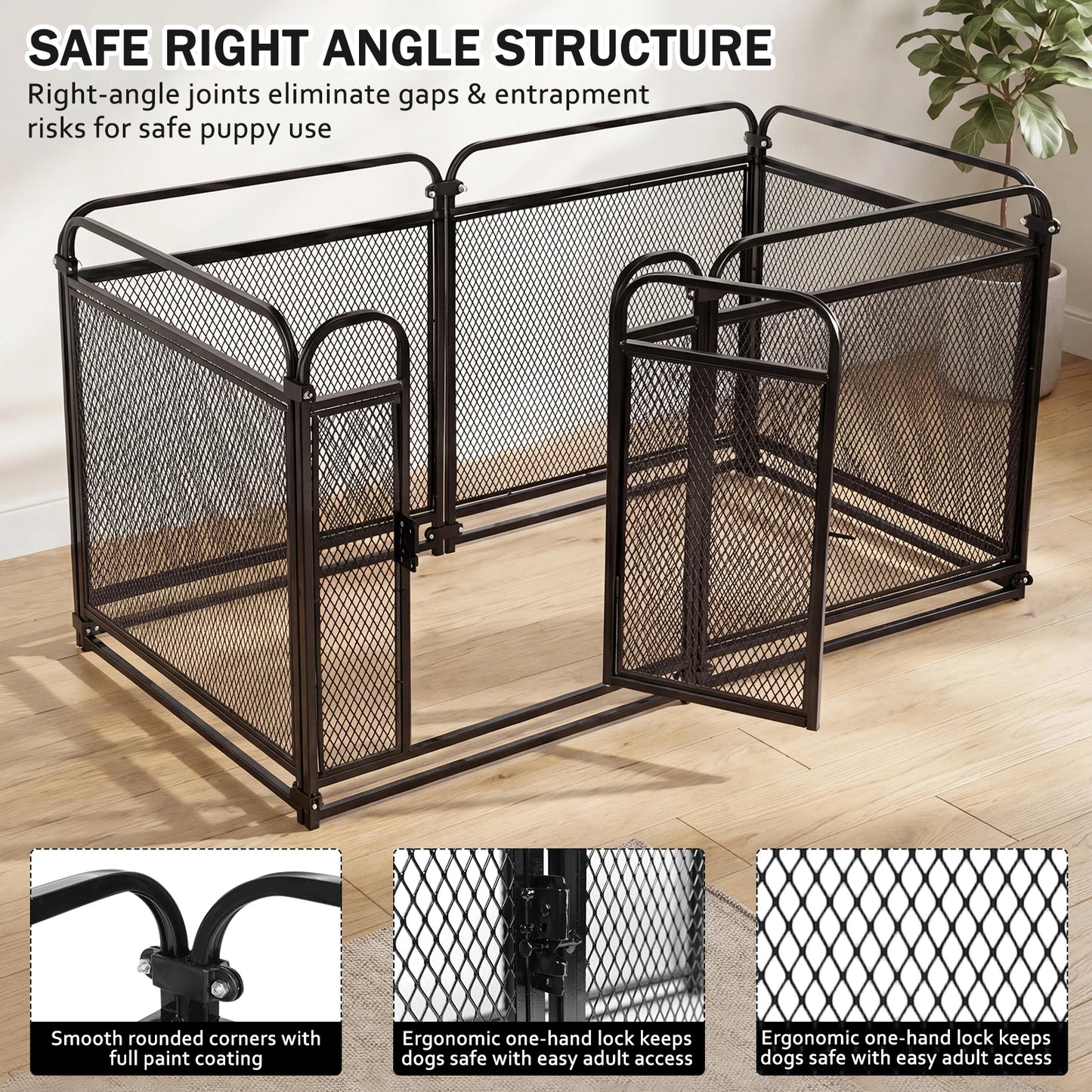 Foldable Metal Dog Exercise Pen Reusable Pets Puppy Playpen Portable Metal Pet Exercise Kennels for Indoor/Yard/RV Camping