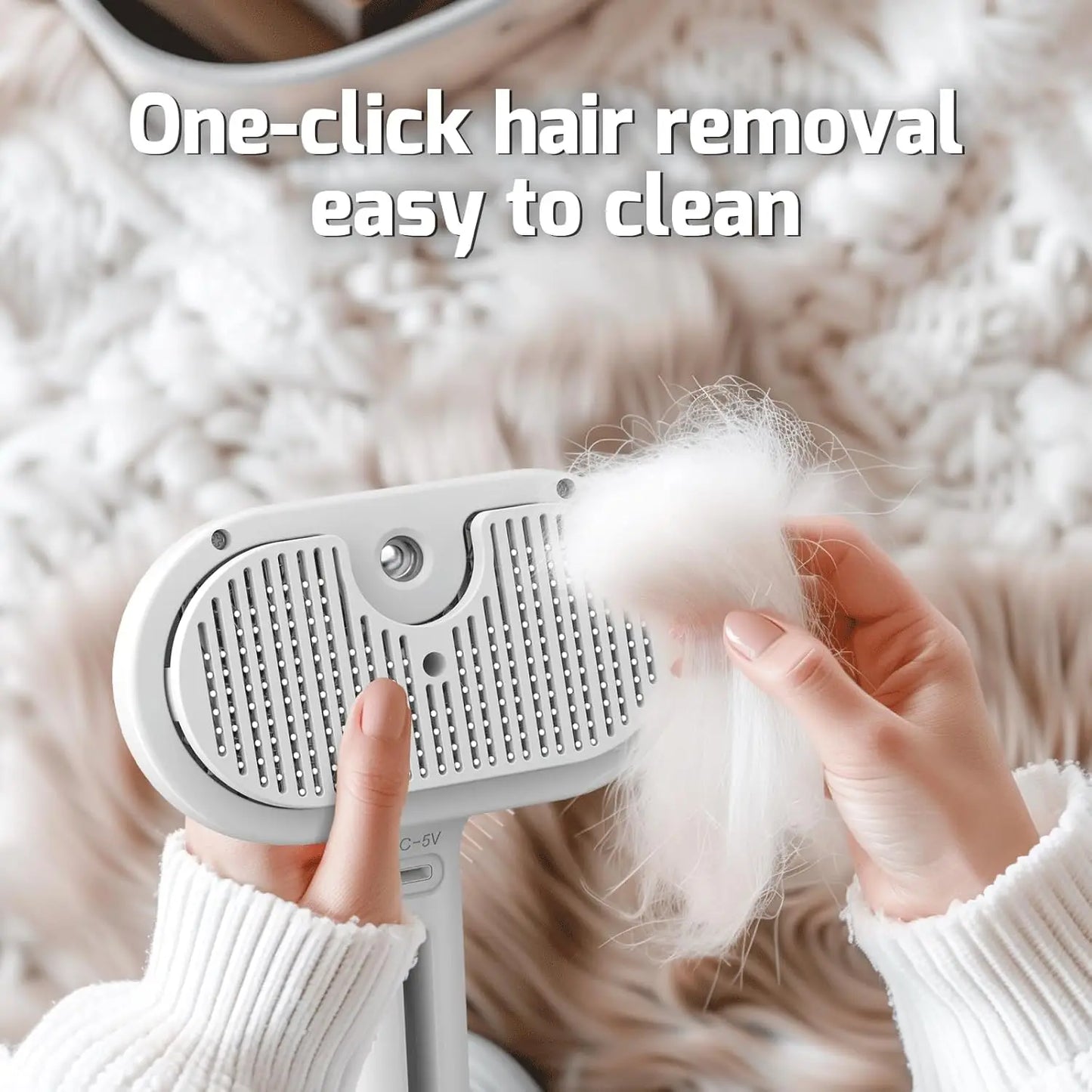 Pet Hair Removal Comb with Water Tank And Release Button Cat Dog Shedding Spray Steam Brush for Grooming