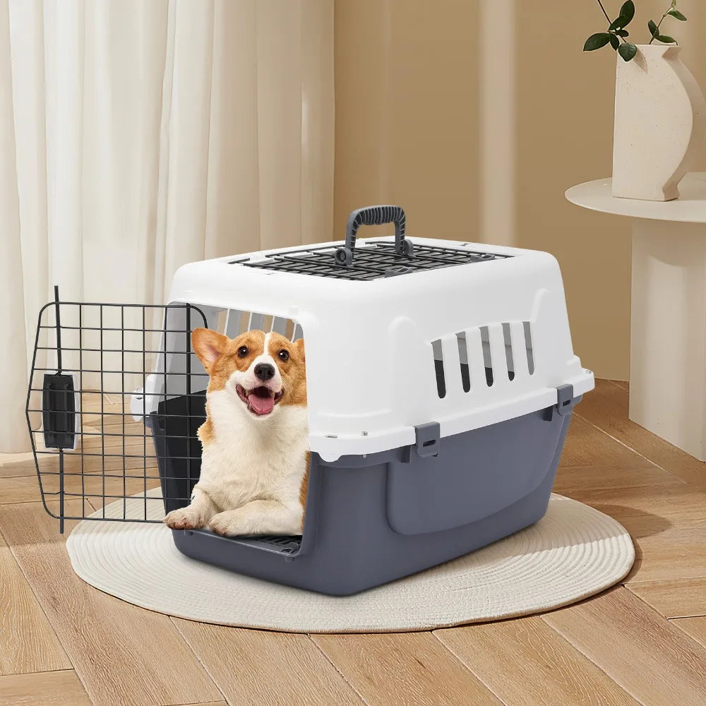 22-Inch Hard Shell Pet Suitcase Dog Cat Travel Carrier Plastic Animal Transport Cage