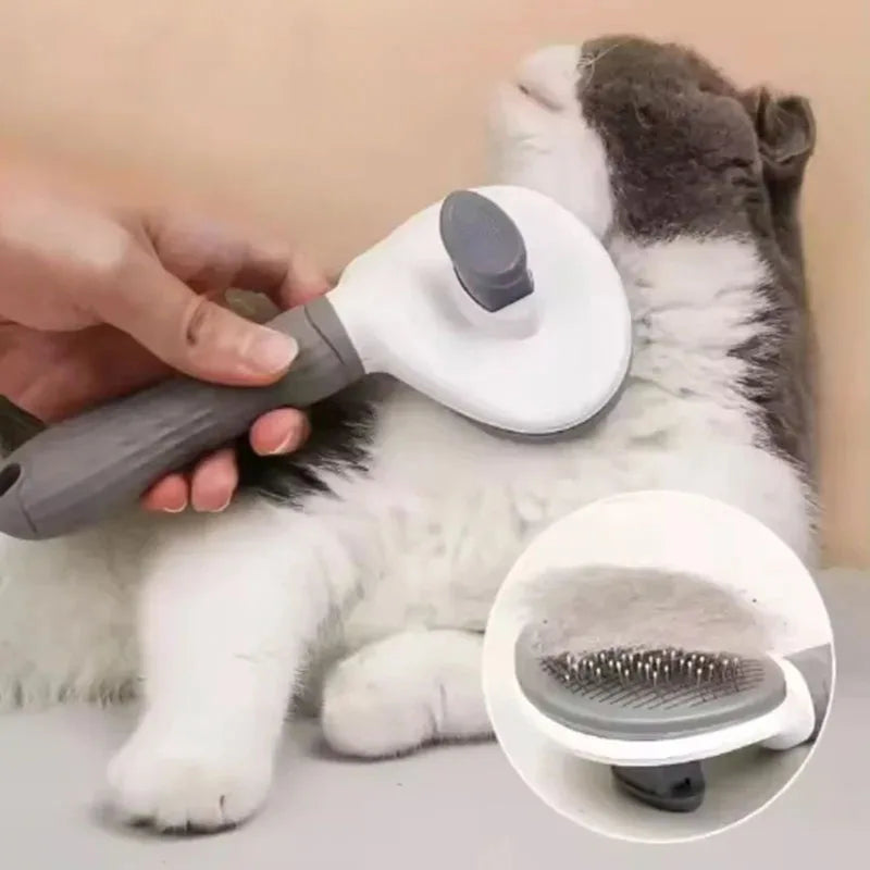 1pc/2pc Self-Cleaning Pet Brush Comb Removes Hair Gentle Pain Free Detangler Grooming Tools for Dogs Cats Daily Care Accessories