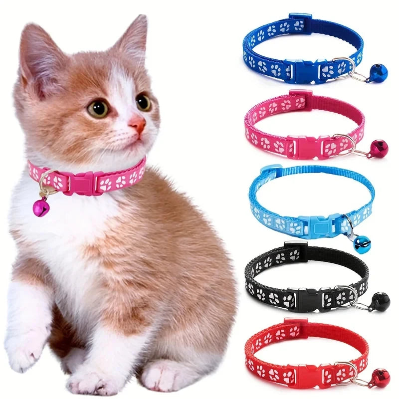 Fashion Pet Cats Collar Colorful Pattern Cute Bell Adjustable Collars for Cats Kitten DIY Ring Necklace Pet Accessories