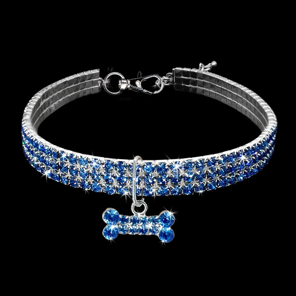 Rhinestone Stretch Pet Collar, Crystal Necklace, Simple Decorative Neck Ring for Dogs & Cats