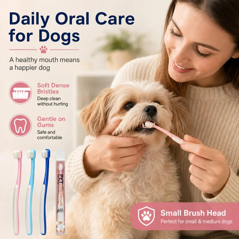 Pet toothbrush for cats and dogs,small head,soft bristles, Dense Hair Brush for Teeth Cleaning Oral Care Toothbrush Pet Supplies