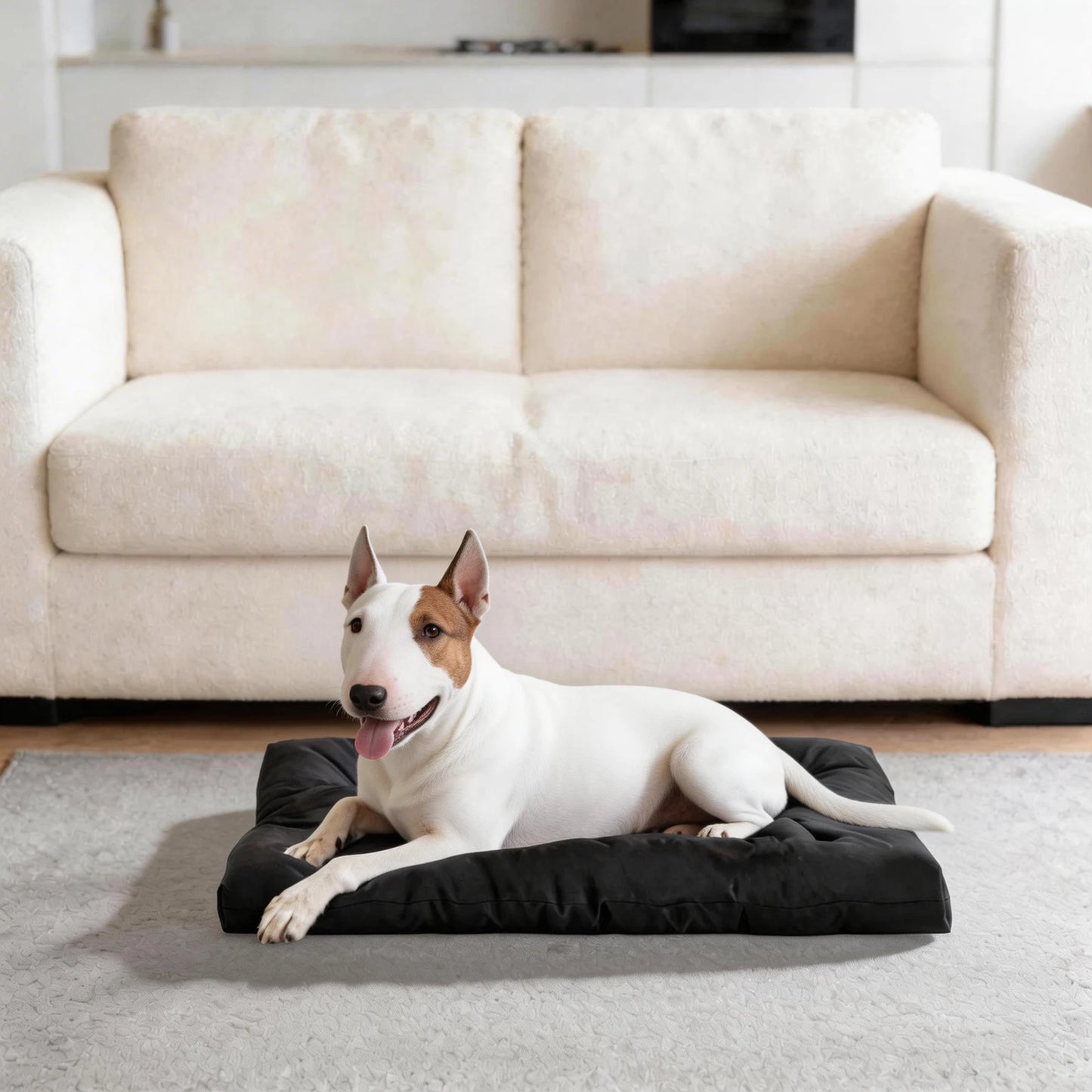 Chew Proof Dog Bed, Indestructible for Large Size Durable Dog Crate Pad, Waterproof & Washable Tough Kennel Pet Mats, Suitable for Aggressive Chewers (Black, L-35*22in)