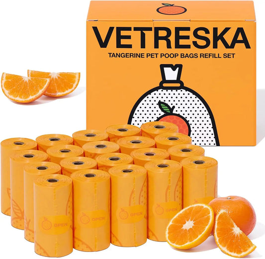 Citrus Scented Dog Poop Bags, Leak Proof, Extra Thick, Large Pet Waste Bags for Dogs Walking, Cat Litter & Diapers, 300 Count (20 Rolls)