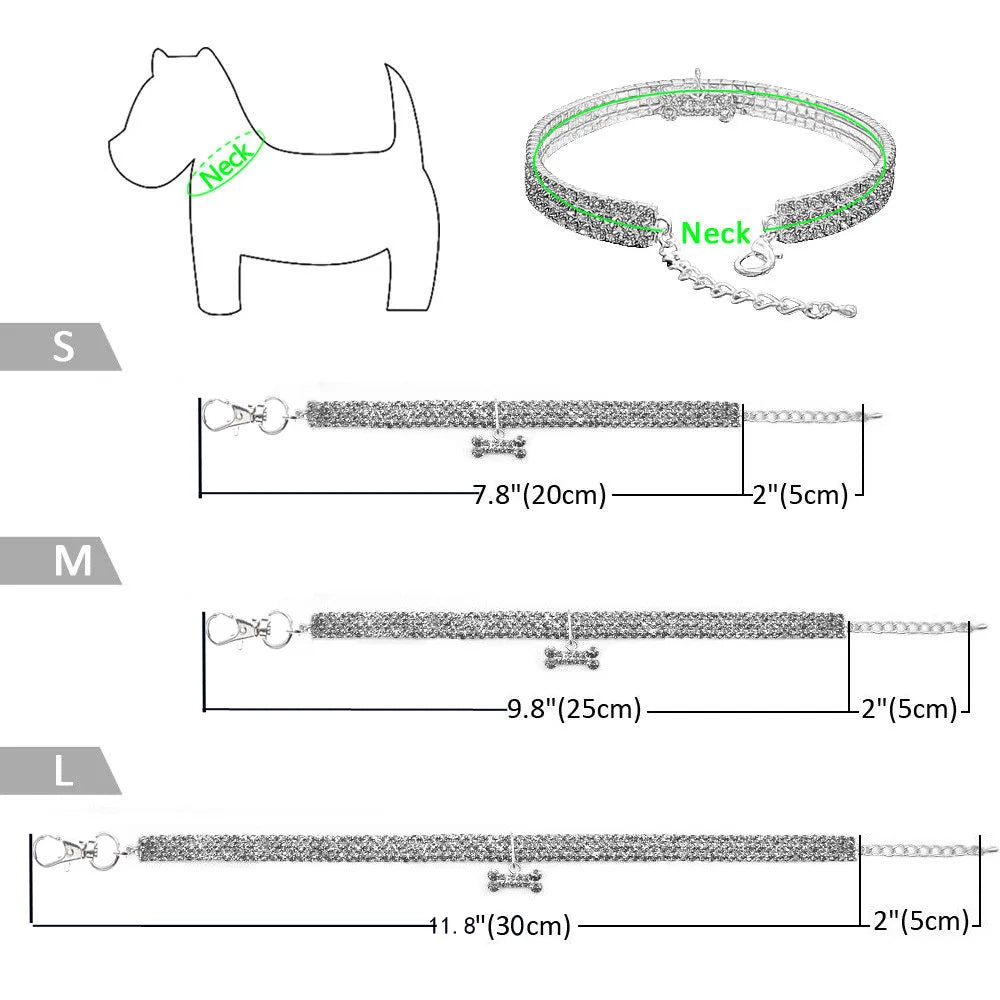 Rhinestone Stretch Pet Collar, Crystal Necklace, Simple Decorative Neck Ring for Dogs & Cats